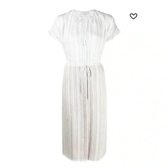 Vince Drapey stripe shirred dress Sz M - Picture 2 of 10